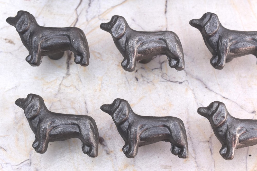 Vintage Dog Shape cast iron cabinet drawer door Gate knobs handles pull 10pcs