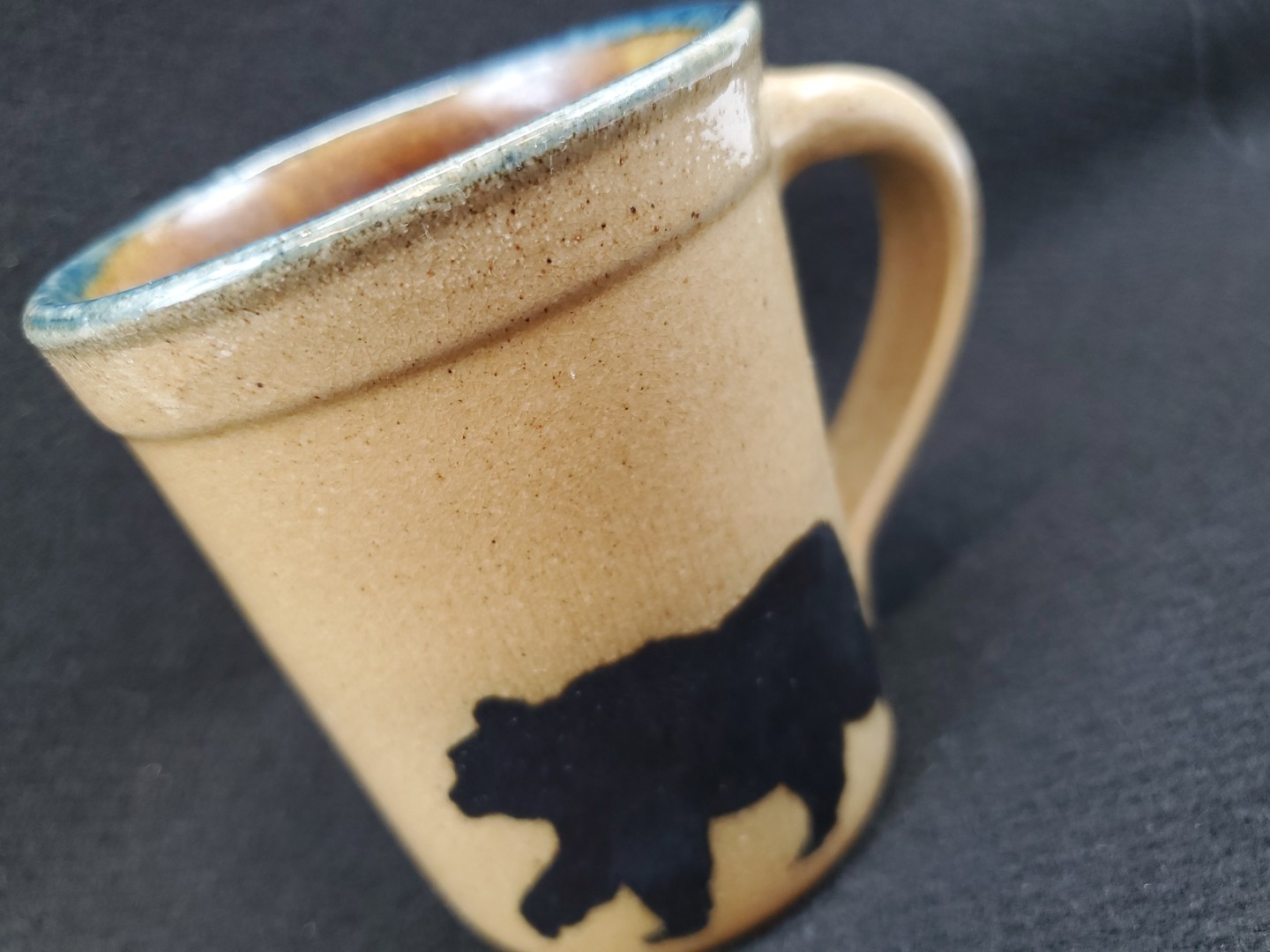 VTG Monroe Salt Works Pottery 4" Bear Tan Stoneware Mug Cabin Northwoods Lodge