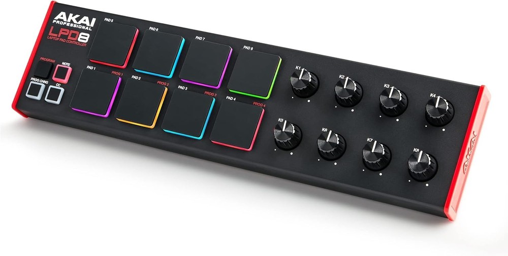 Portable USB MIDI Controller with RGB Pads & Adjustable Knobs for Music Produ...