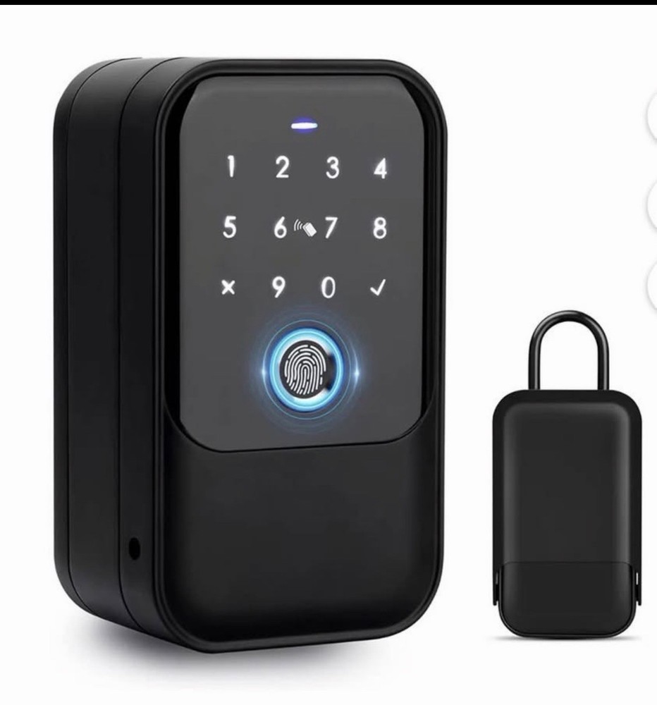 Black Smart Key Safe Box Fingerprint Passcode App Access Card Manual Key Unlock