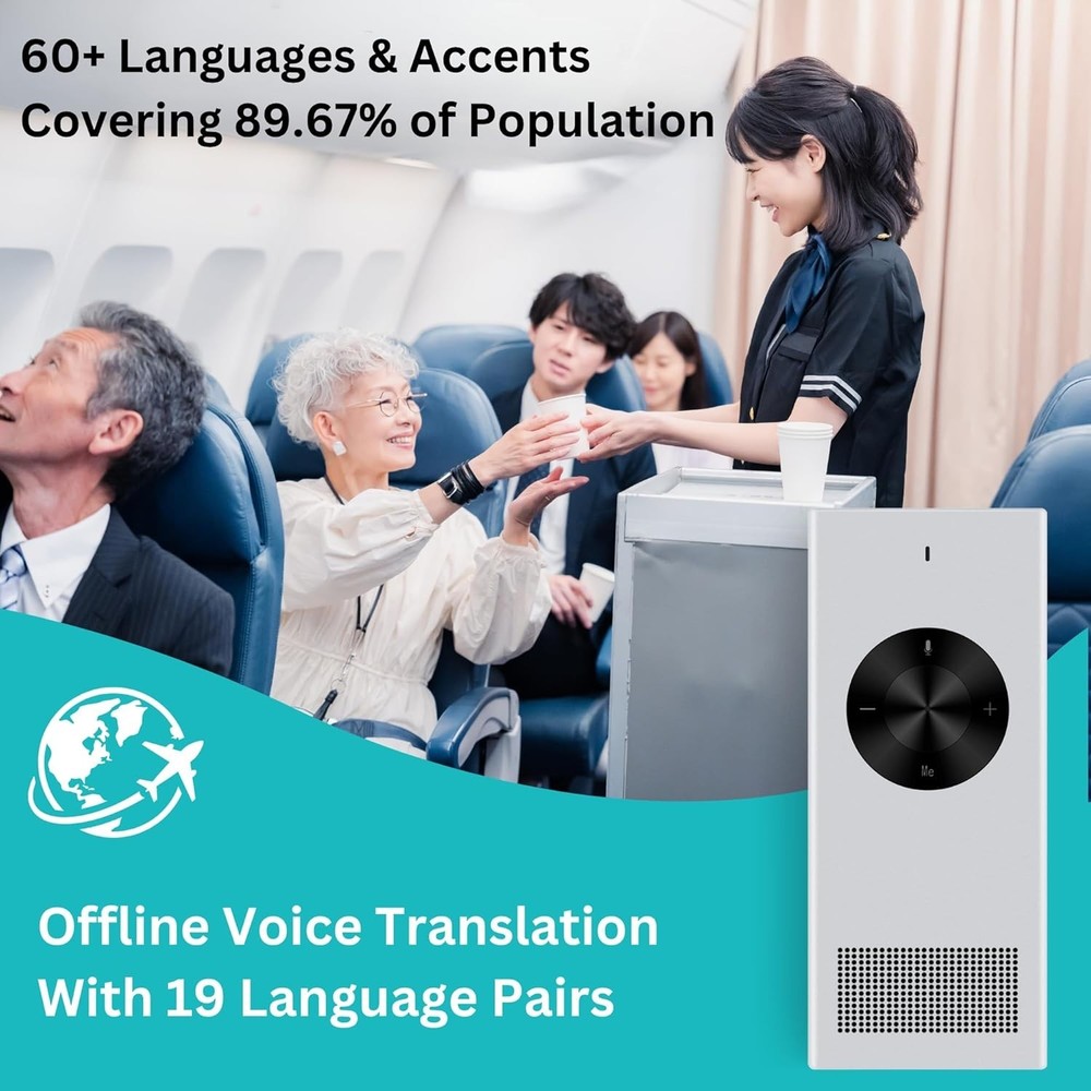 Instant Translator Device, 60+ Languages Supported, Portable