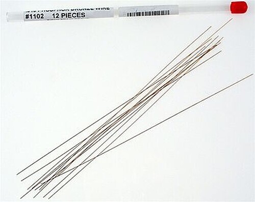 Tichy-Train .015 Phosphor Bronze 8'' Wire (12 pieces) - Hobby and Craft Metal