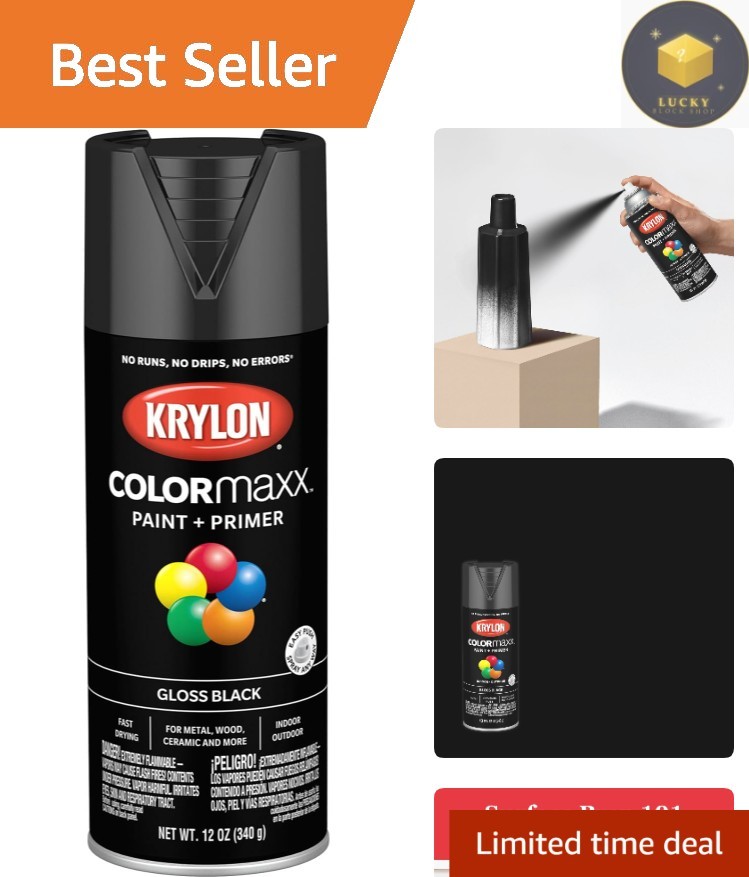 Versatile Rust Resistant Gloss Black Spray Paint - 12 Oz for Multiple Surfaces
