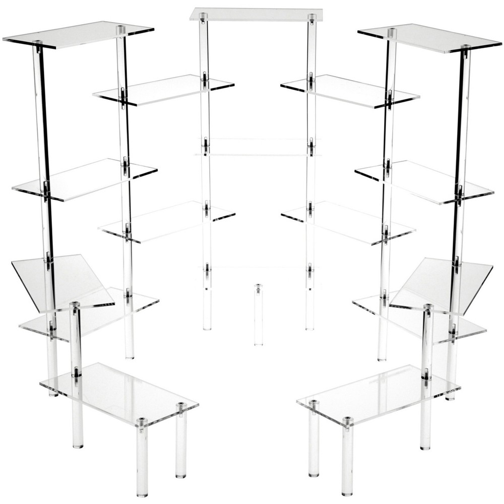 Plymor Clear Acrylic Rectangular 17-Platform Multi-Item Riser, 24" H x 73" W