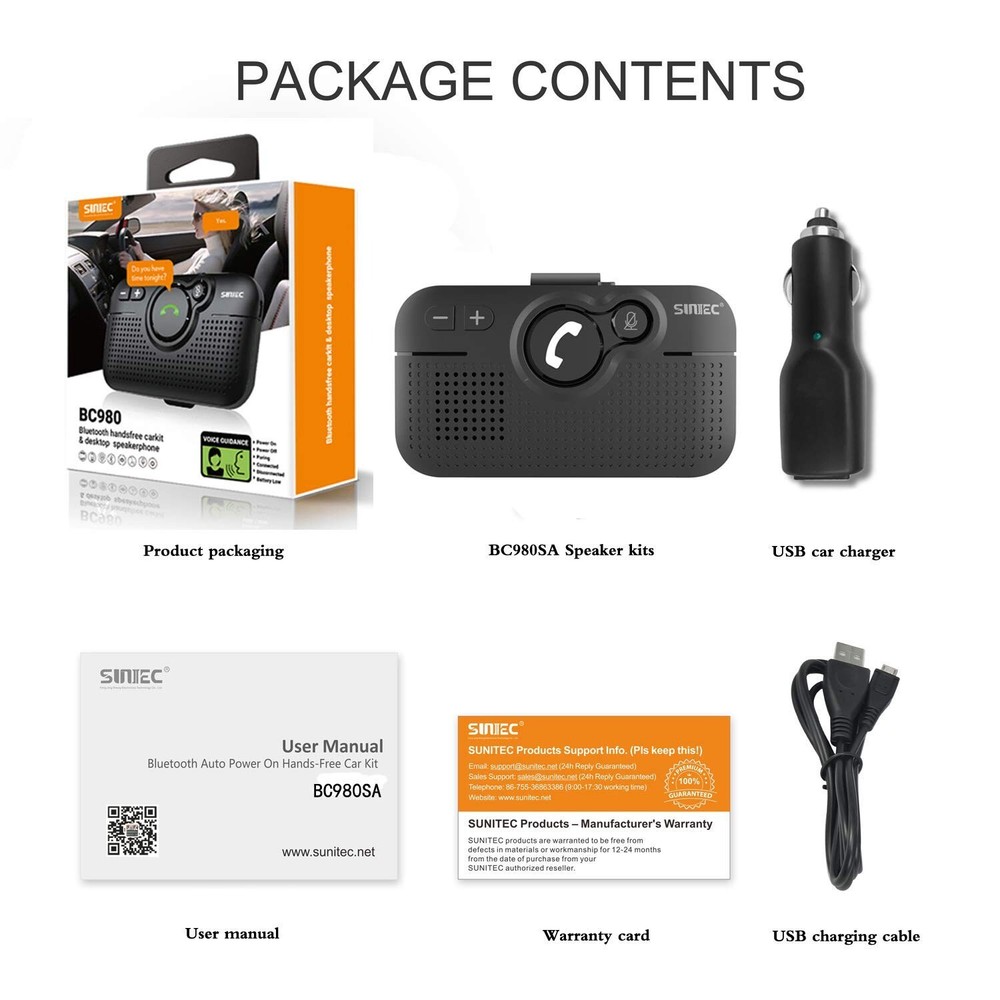 Handsfree Bluetooth Car kit for Cell Phone, Wireless Bluetooth Speaker for ca...