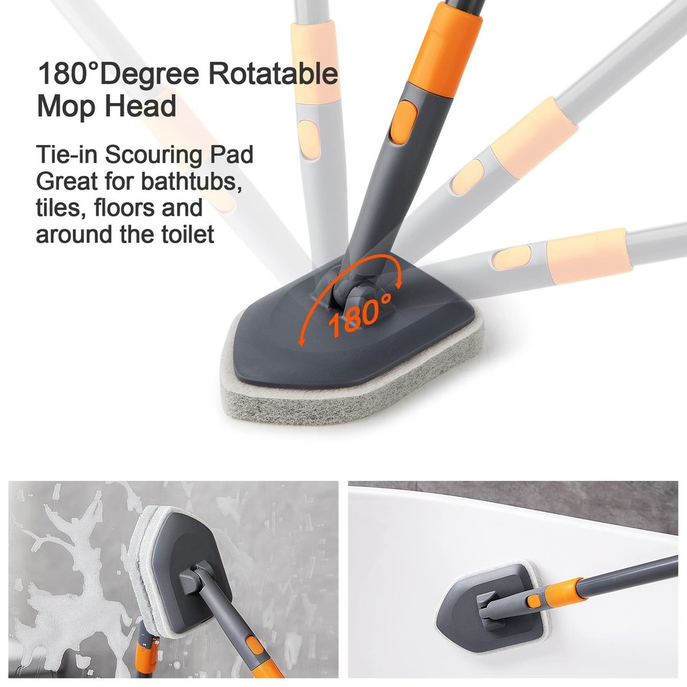 Tub Tile Shower Brush for Cleaning with Different Function Cleaning Pads and ...