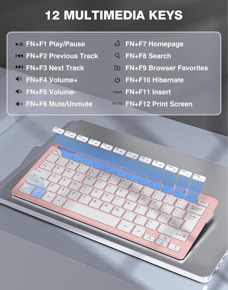 TECKNET Wireless Keyboard and Mouse Combo, Mini Cordless Computer Keyboard an...