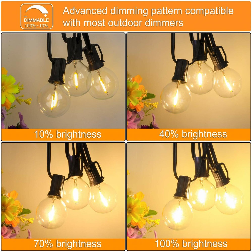 Clear G40 Globe LED Bulbs Dimmable for Outdoor String Light Bulbs Replacement