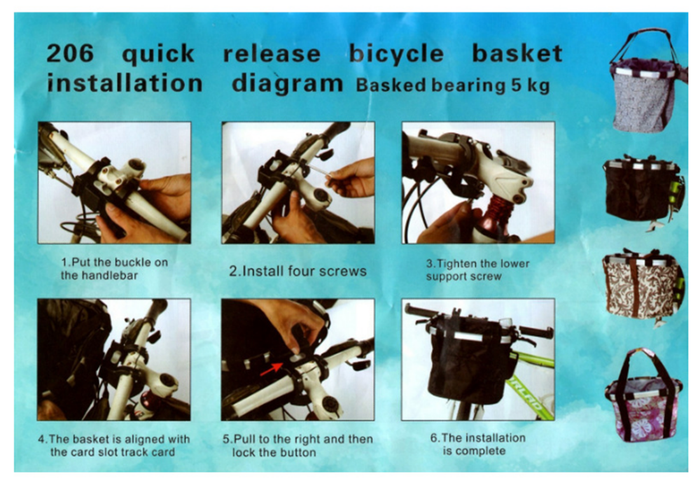 Multi Purpose Bicycle Basket Folding Remove Handlebar Metal Aluminum Frame Baske