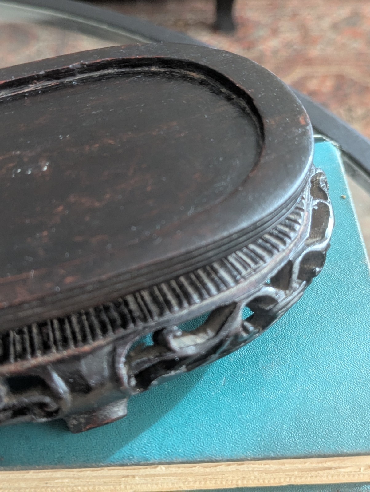 Vintage Chinese Carved Openwork Wood Display Stand Vase Base