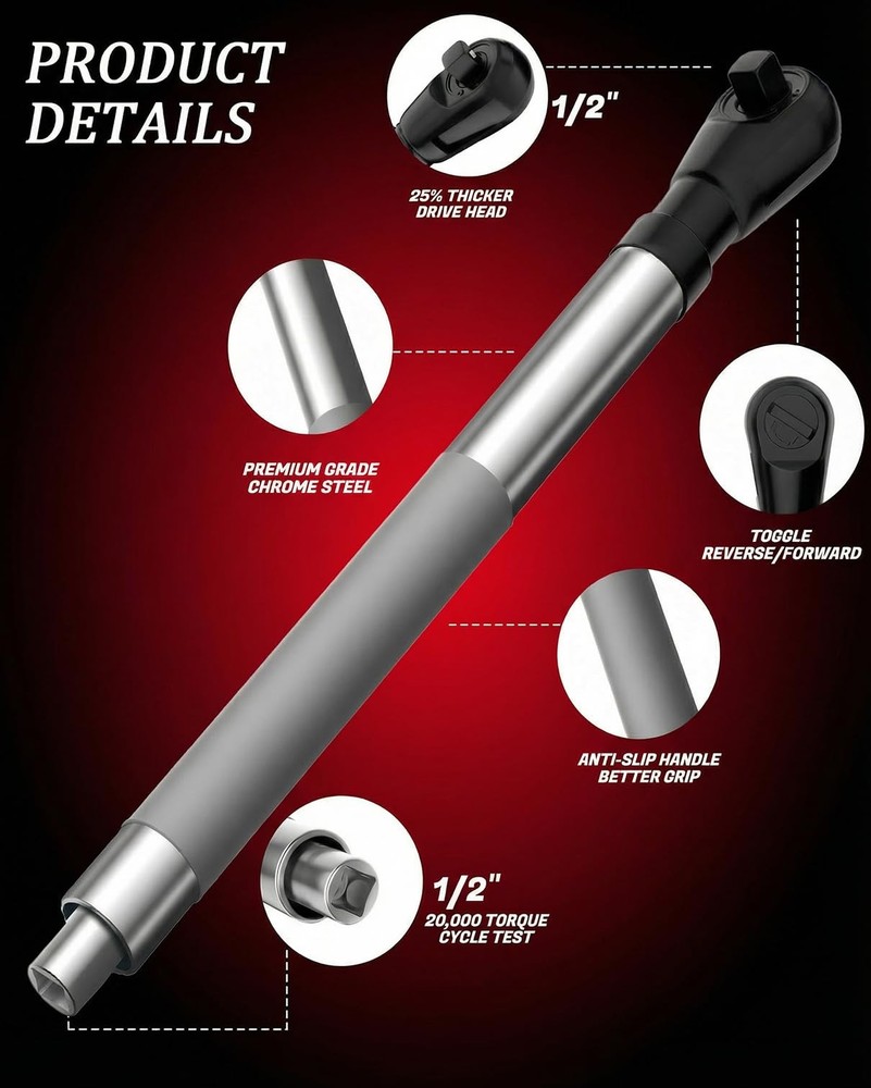 Offset Extension Wrench Impact 1/2",Right Angle 1/2, Silver