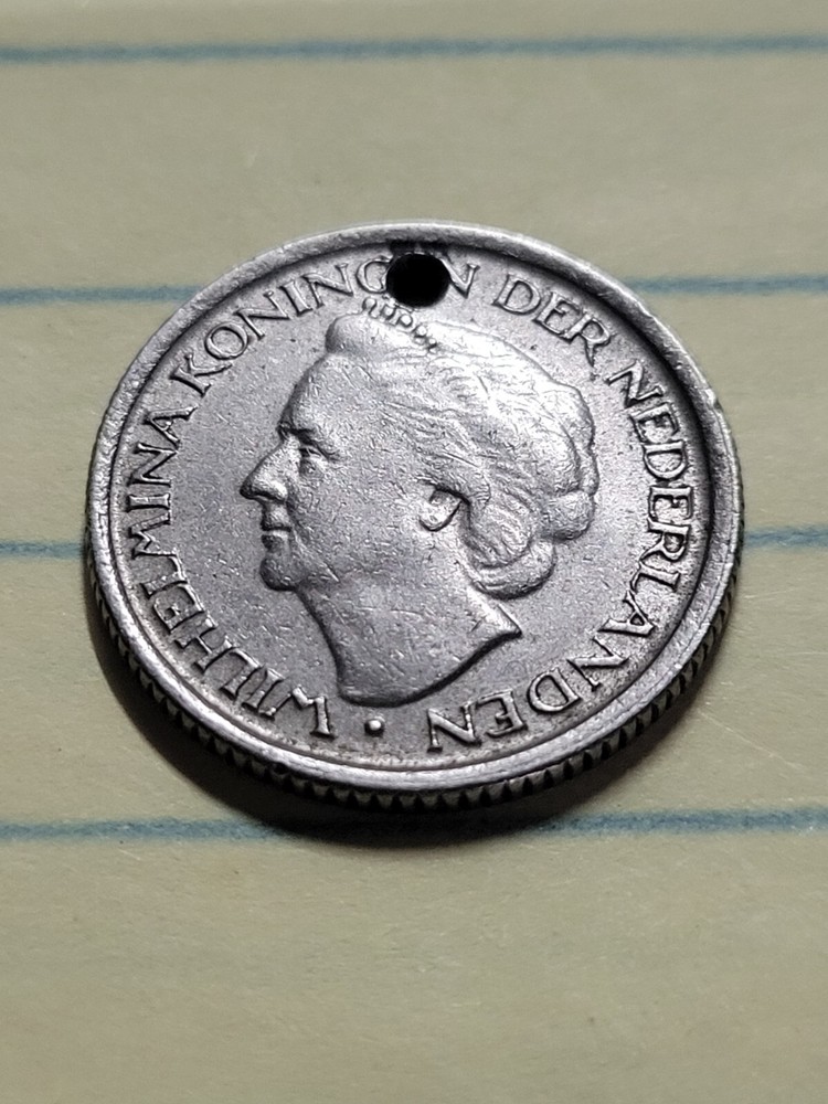 1948 NETHERLANDS 25 CENT COIN (VF)