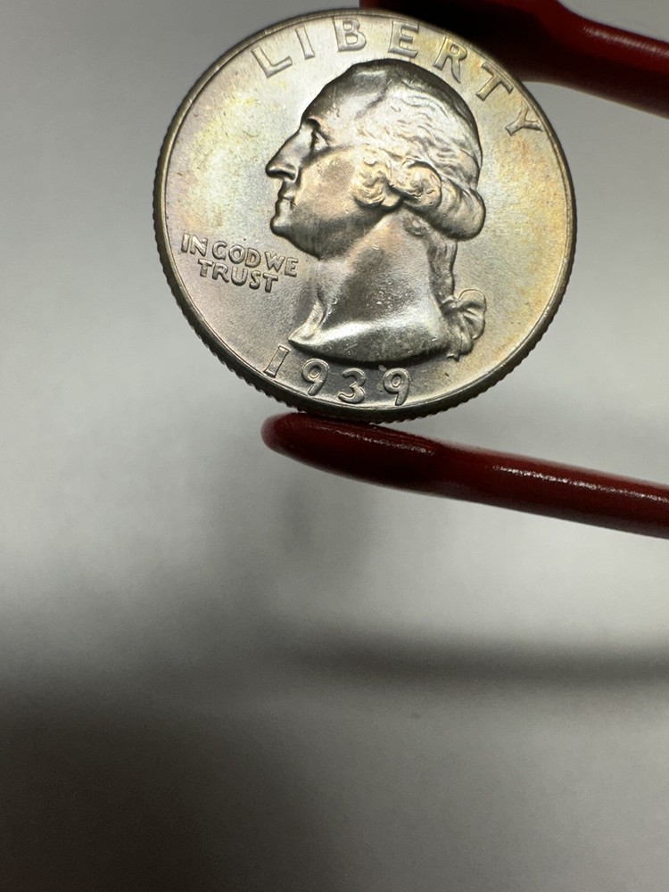 1939 Washington Quarter - Uncirculated - Subtle Rainbow Toning Toned