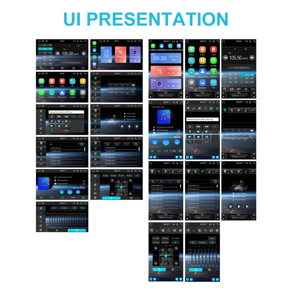 10.4" 1 DIN Car Stereo Radio Carplay Android Auto Vertical Screen GPS + Camera