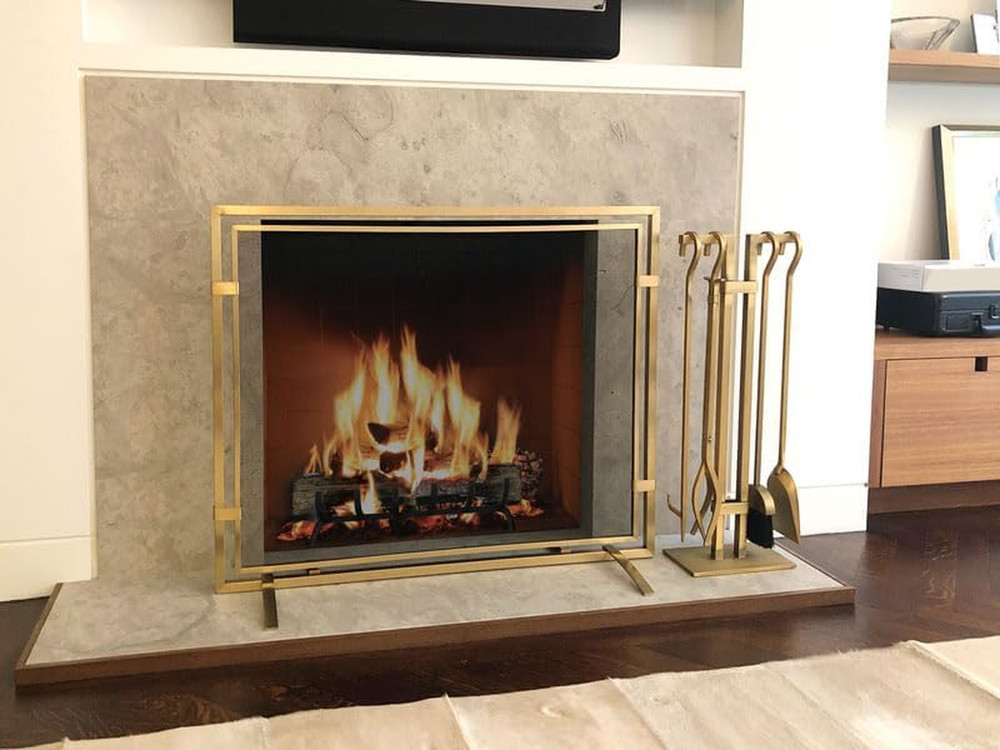 Elegant Brass Fireplace Screen - Sinclair Burnished Single Panel Design