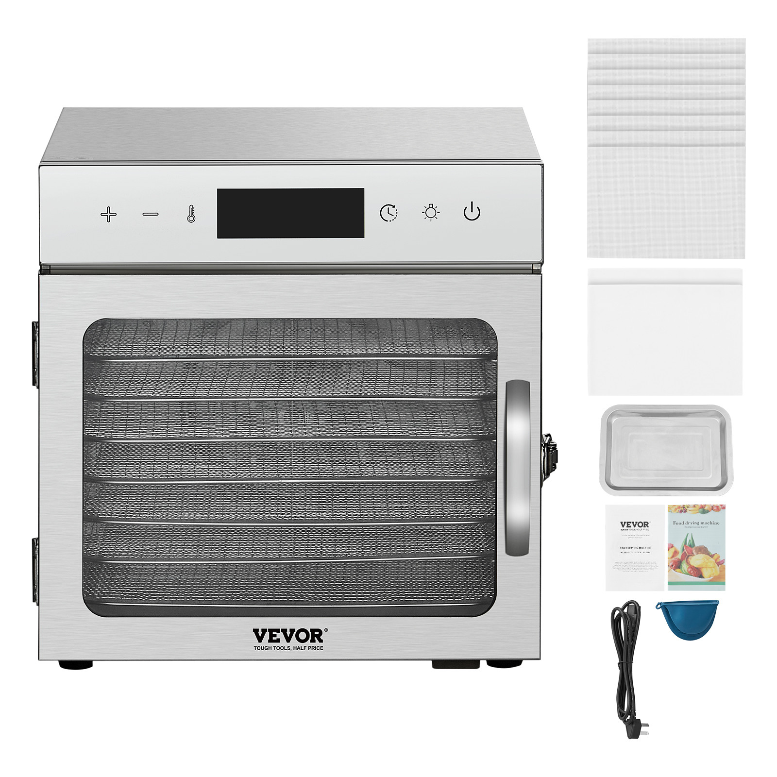 VEVOR 8 Trays Food Dehydrator Machine Stainless Steel 400W Jerky Fruit Drying