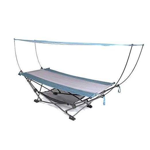 Collapsible Portable Folding Hammock with Removable Canopy - Teal With Canopy