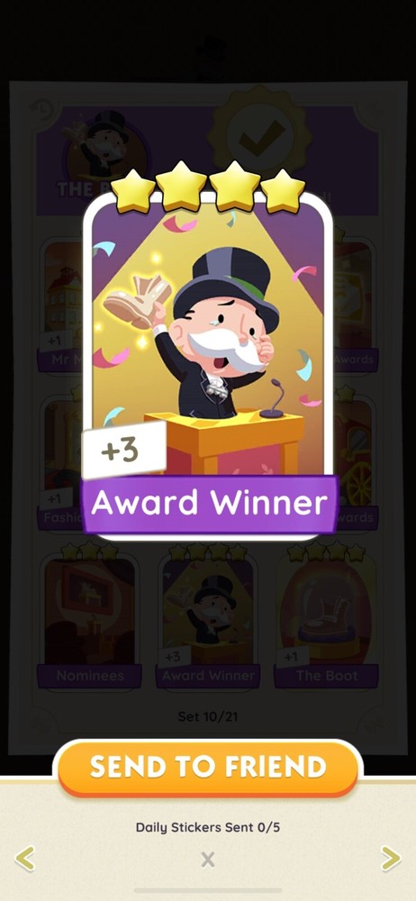 award winner monopoly go sticker