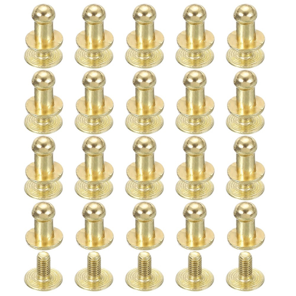 20Set 4mm Leather Rivets Ball Head Stud Screw Back Round Head Button Gold