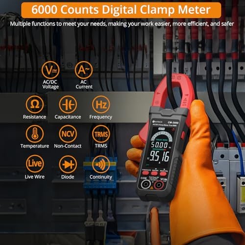 Clamp Meter 6000 Counts Clamp Multimeter 800A 6000Counts,800A AC Current Red