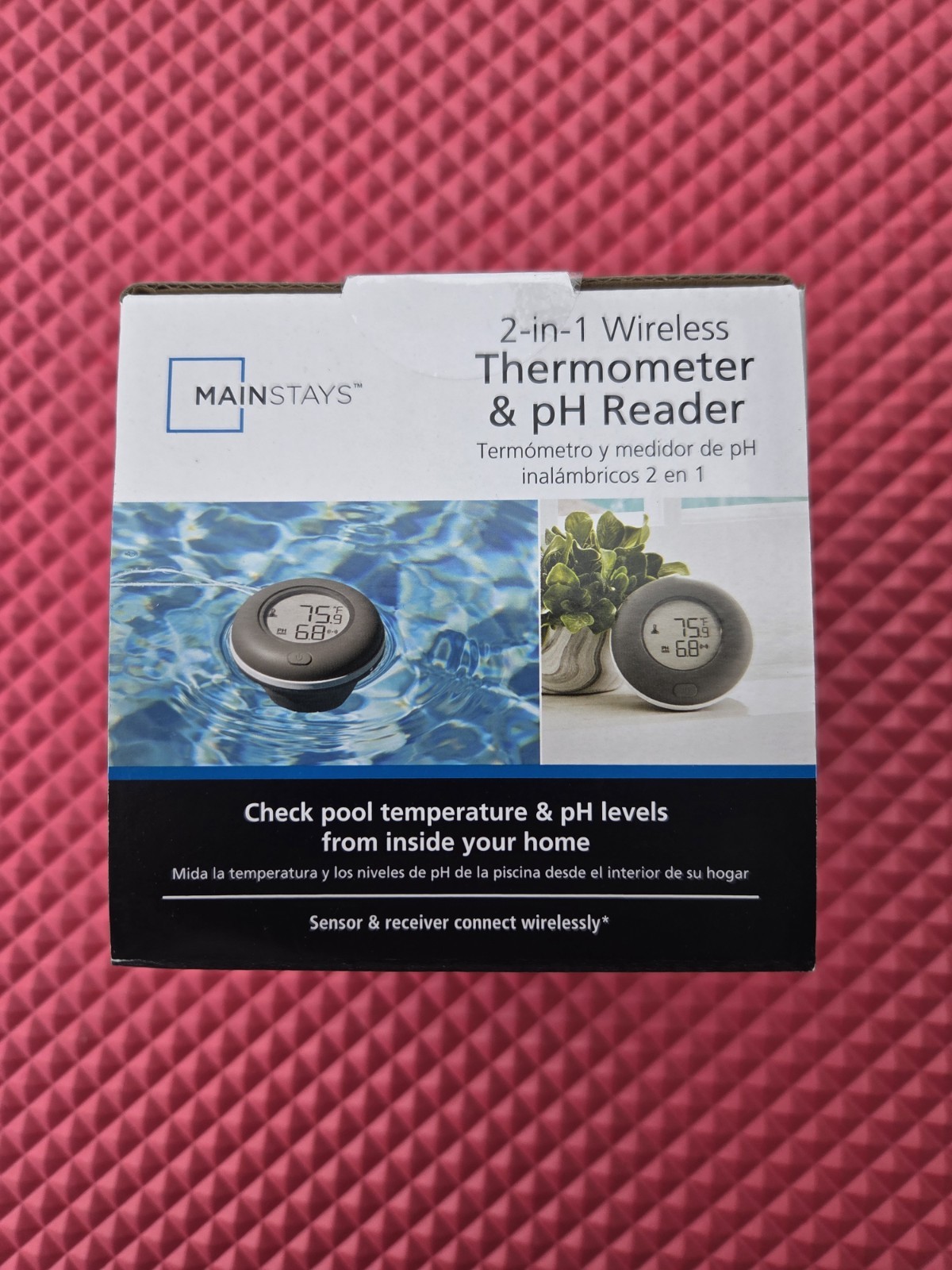 Mainstays 2-in-1 Multi-Function Wireless Pool Thermometer Ph Set with LCD