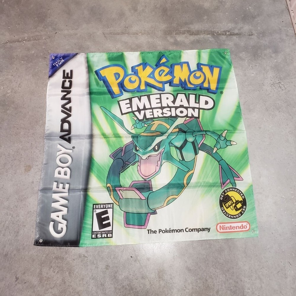 Pokemon Emerald Version Gameboy Advance Custom Wall Banner Tapestry 3 x 3 Ft