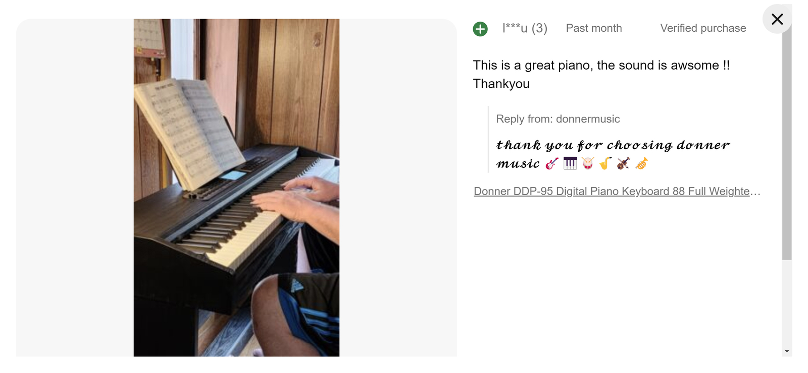 Donner DDP-95 88-Key Weighted Digital Piano with Stand Pedal