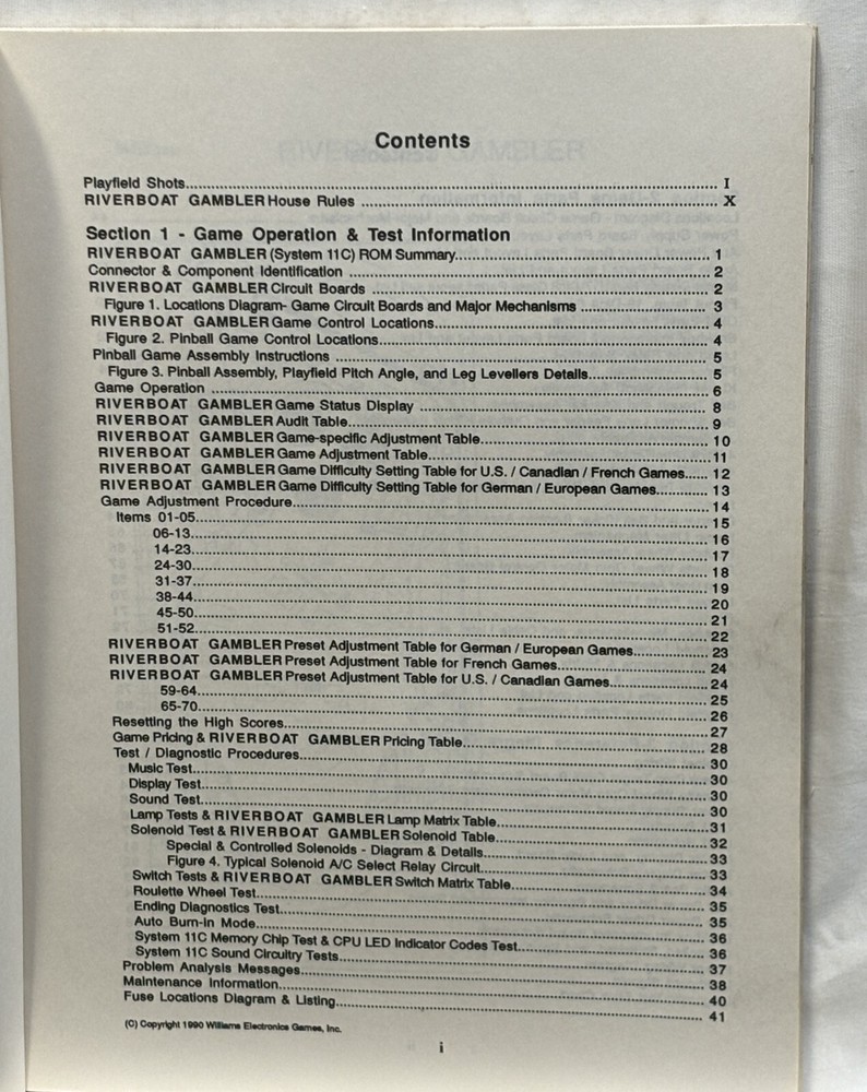 ORIGINAL-WILLIAMS-RIVERBOAT GAMBLER-OPERATIONS MANUAL