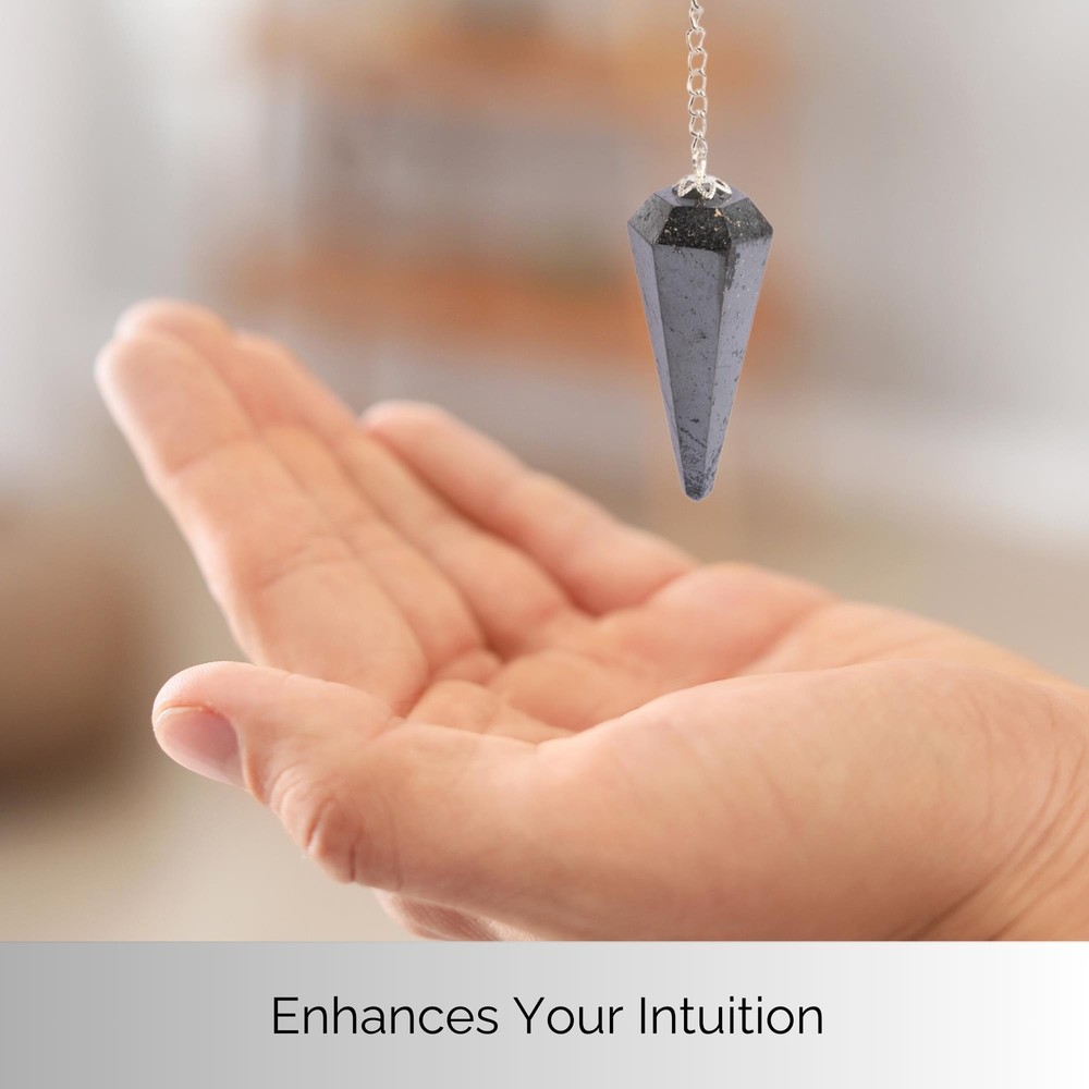 Hematite Pendulum Crystal, Faceted Pendulum Divination Tools, Dowsing Pendulum C
