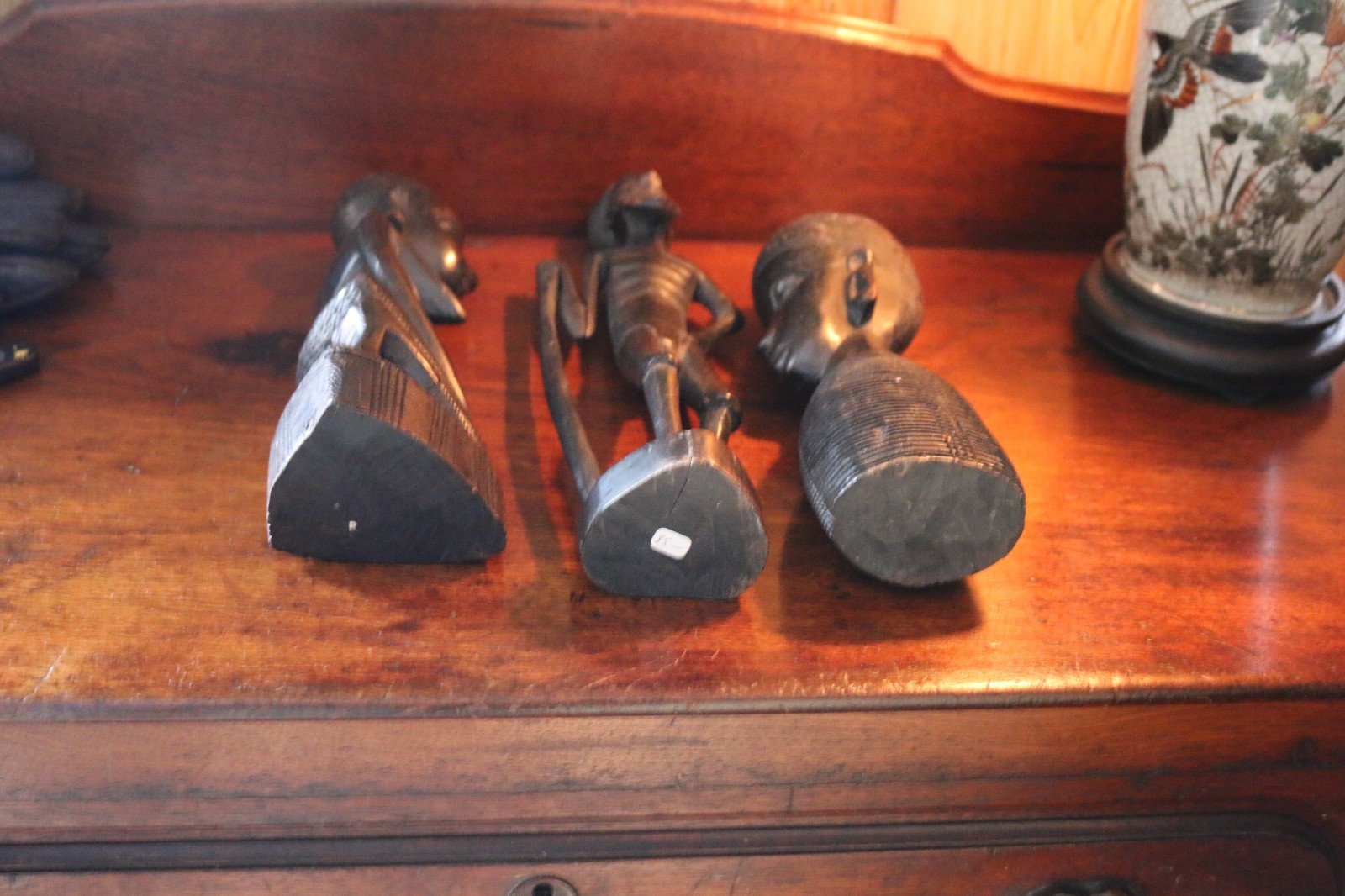 3 Mid Century African Figures, carved Exotic Ebony ,