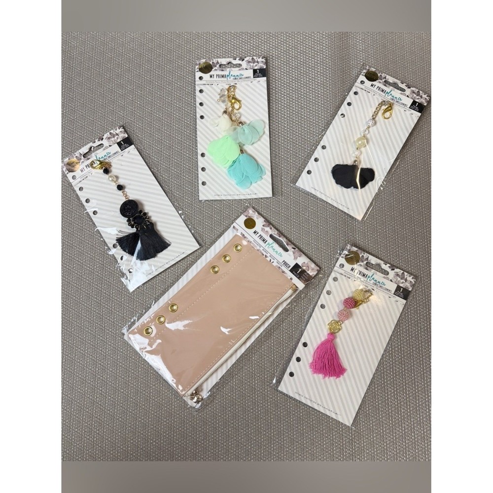 My Prima Planner Charm Bundle Tassel Charms + Zip Pouch Set