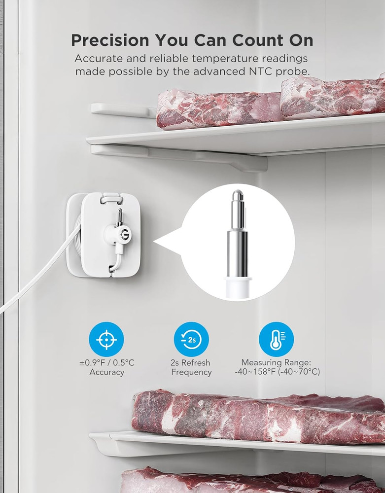 Refrigerator Freezer Thermometer 2 Pack, Bluetooth Temperature Sensor with Alarm