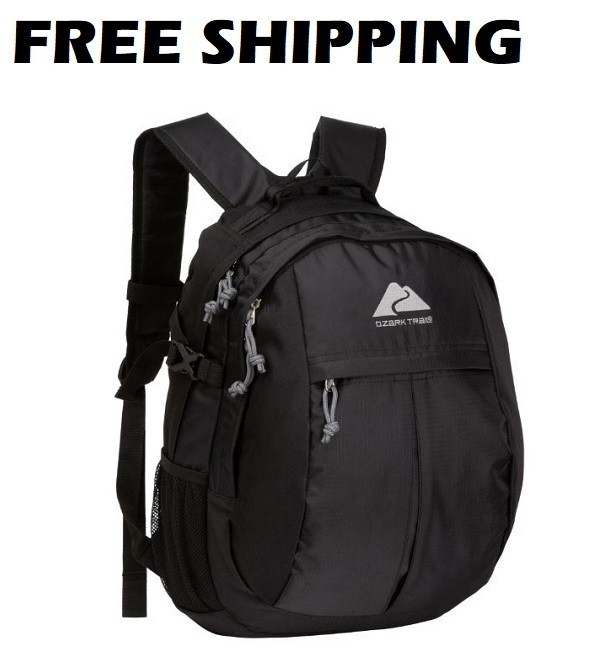 Ozark Trail Hiker Backpack 25 Liter, Black, Polyester, Adult, Teen