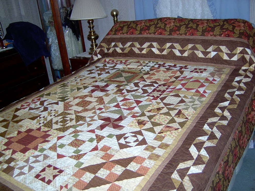 Queen Hand Made Fall Sampler Patchwork Quilt 87x102