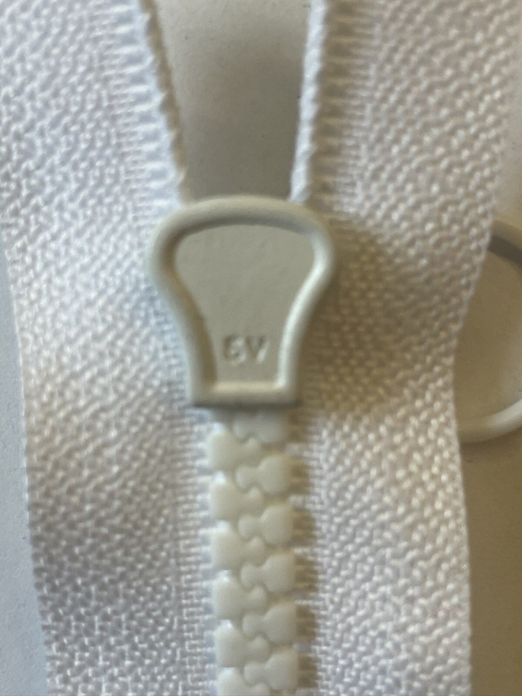 White Plastic Teeth zipper 5” Ring Pull Up Close End #5