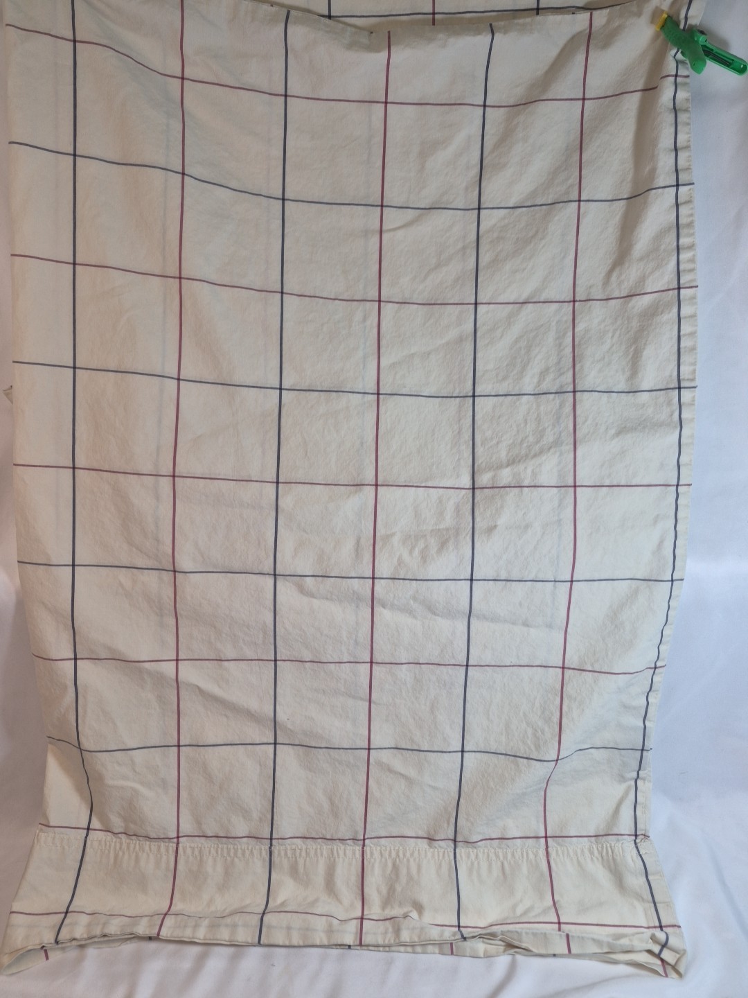 2- VTG Nautica Pillowcases 100% Cotton King & Queen #67468 Cream Grid Navy Check
