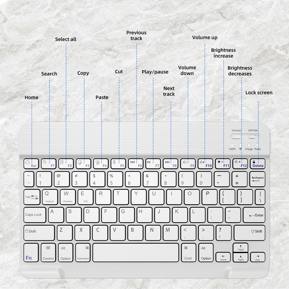 Slim Bluetooth Keyboard & Mouse Combo- Wireless for PC, Laptop, Mac, iOS, Tablet