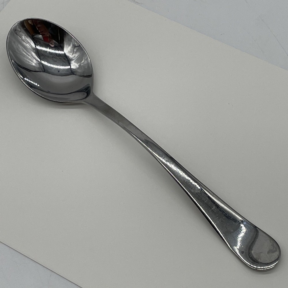 Pintinox Ambra Stainless Serving Spoon Flatware 8", Rounded Tip, Smooth Edge