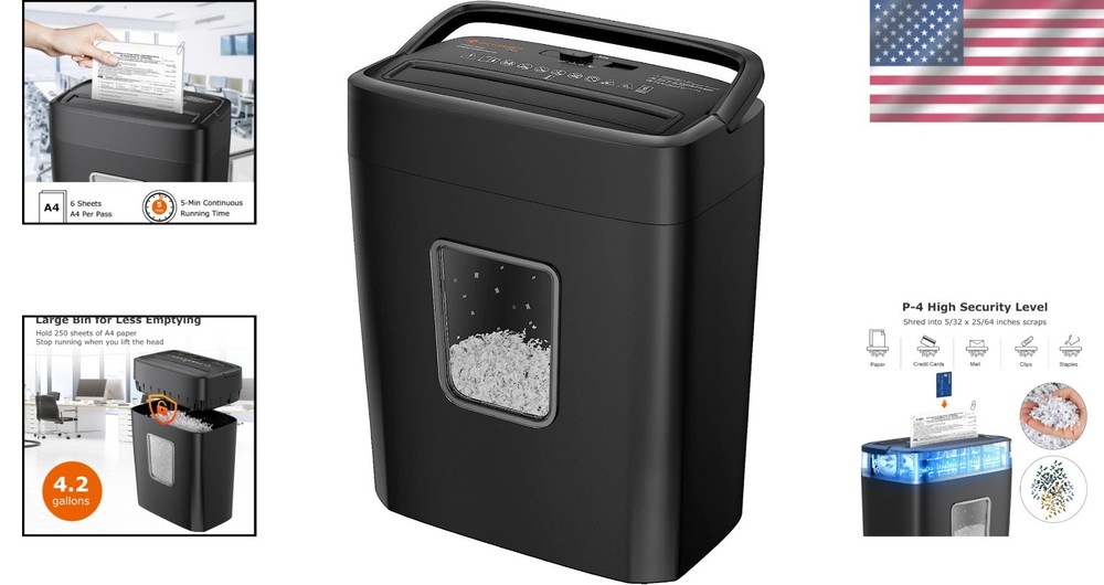 Micro Cut Paper Shredder 6-Sheet High Security