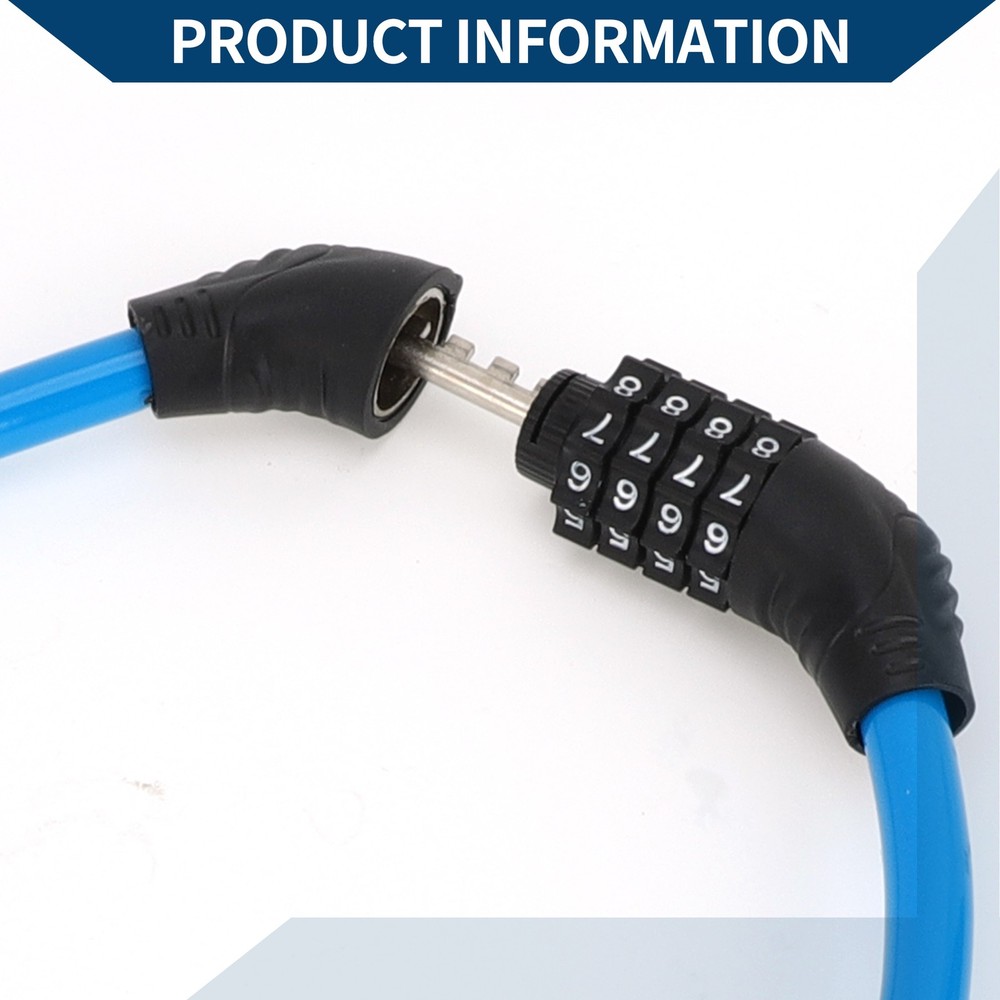 Bicycle Lock Security Lock Resettable 4 Digit Combination Chain Bike Lock Blue