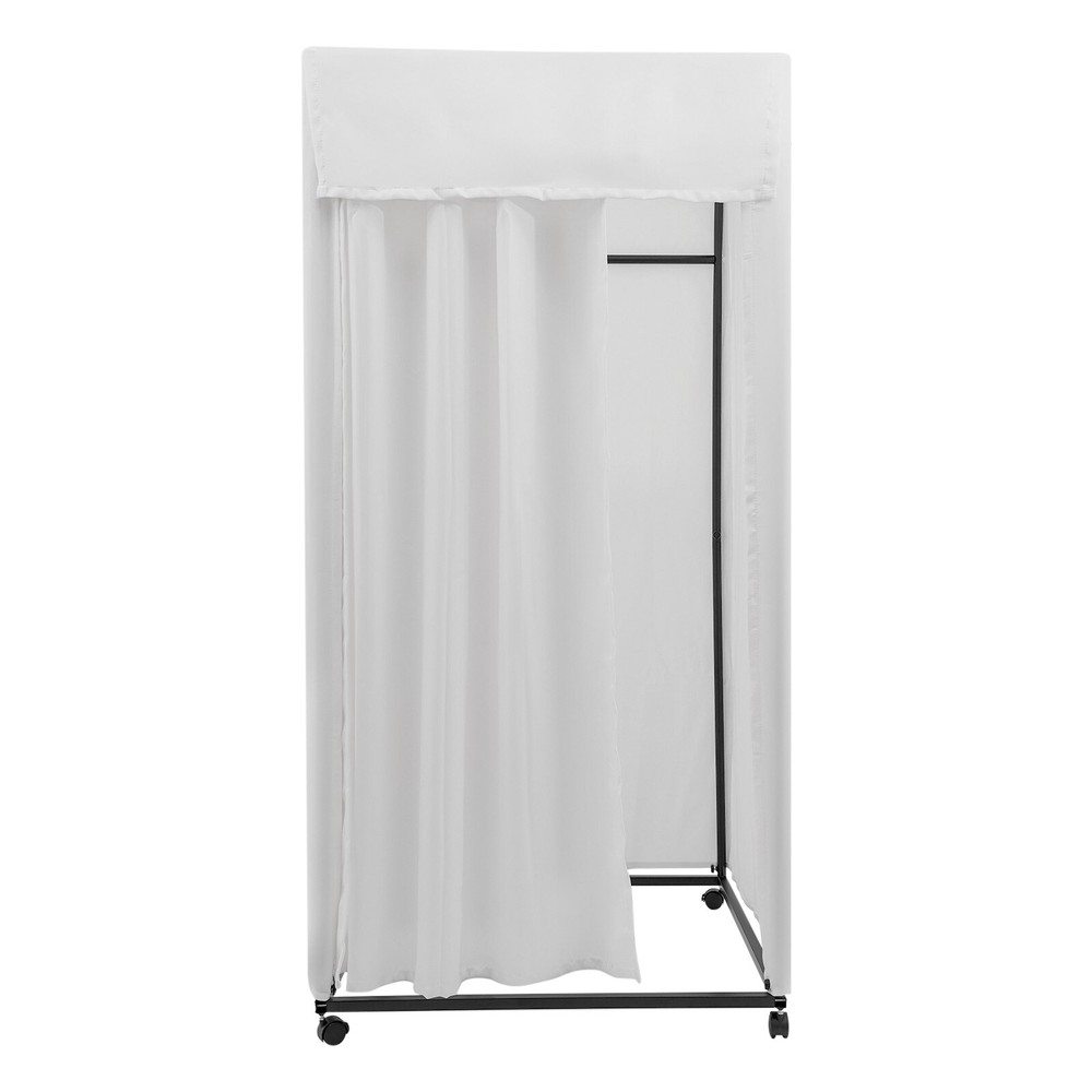 4-Wheels Portable Rectangular Dressing Room Freestanding Movable Fitting Room