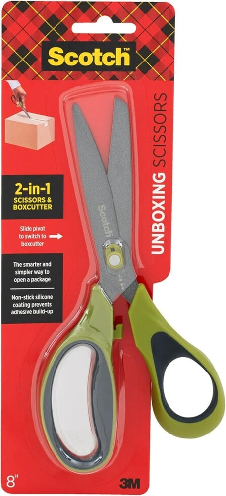 Scotch Non Stick Unboxing Scissors Dual Function Scissors and Boxcutter 8" 2 PK