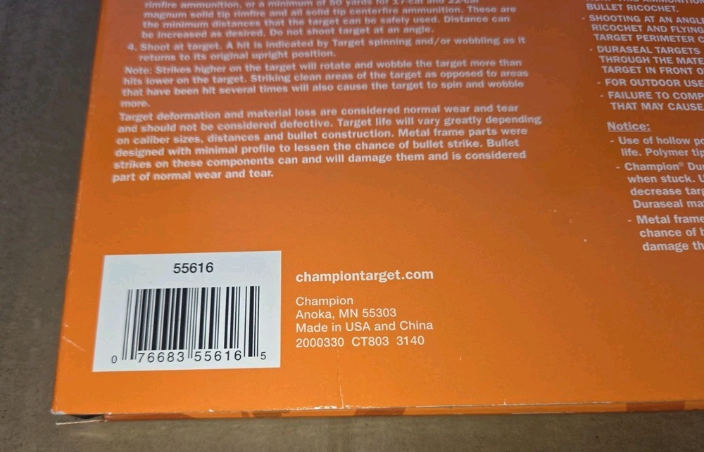 Champion shooting gear duraseal spinner target