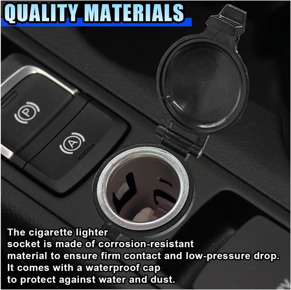 2PCS Cigarette Lighter Socket, DC 12V Car Power Outlet Socket Replacement, Water