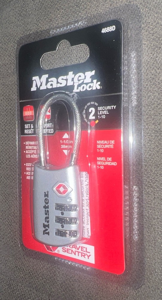 Master Lock 4688D Set Your Own Combination Tsa-accepted Cable Padlock{Silver}🔒