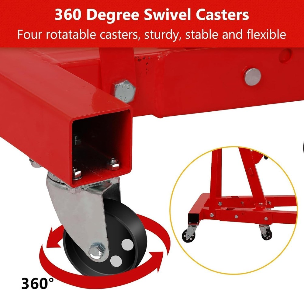 Folding Cherry Picker Engine Hoist,2Ton Engine Hoist,Mobile Hydraulic Engine Cra
