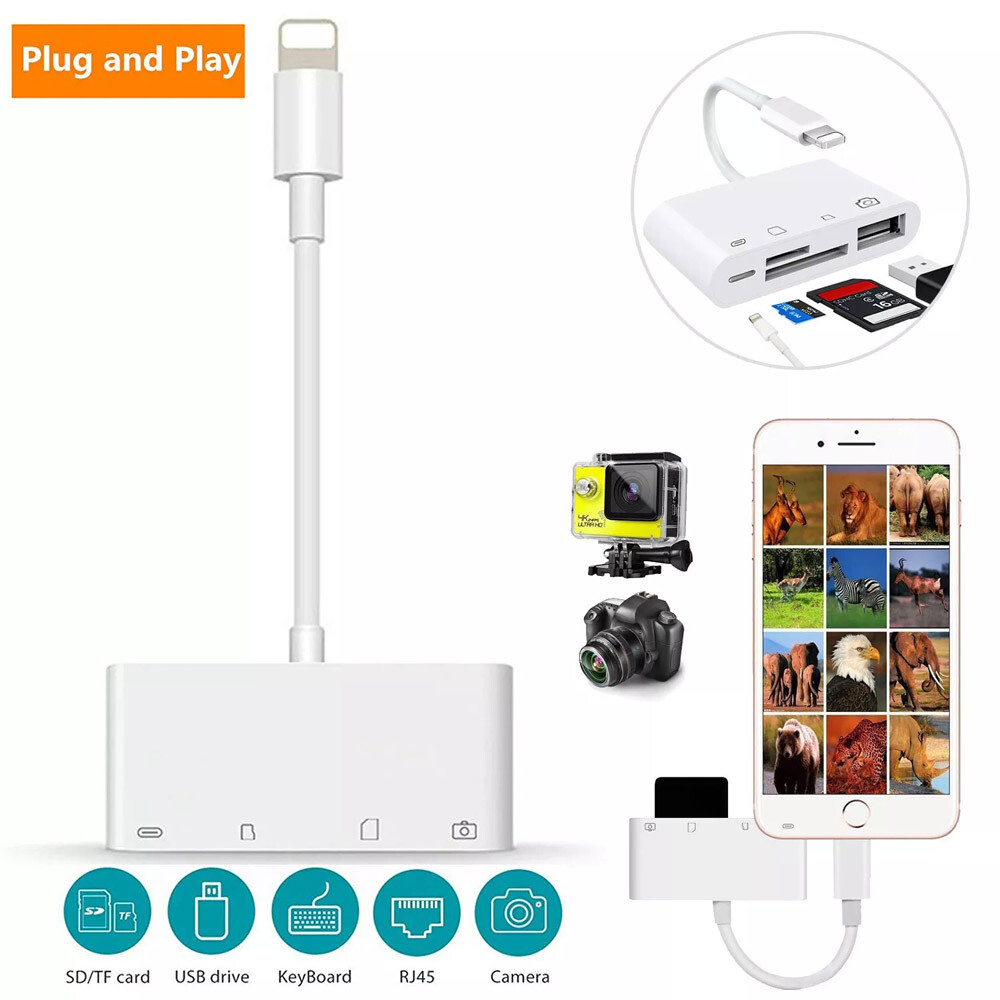 USB Card Reader Adapter USB Micro SD Memory Slot Compatible W/ iPhone iPad iPod