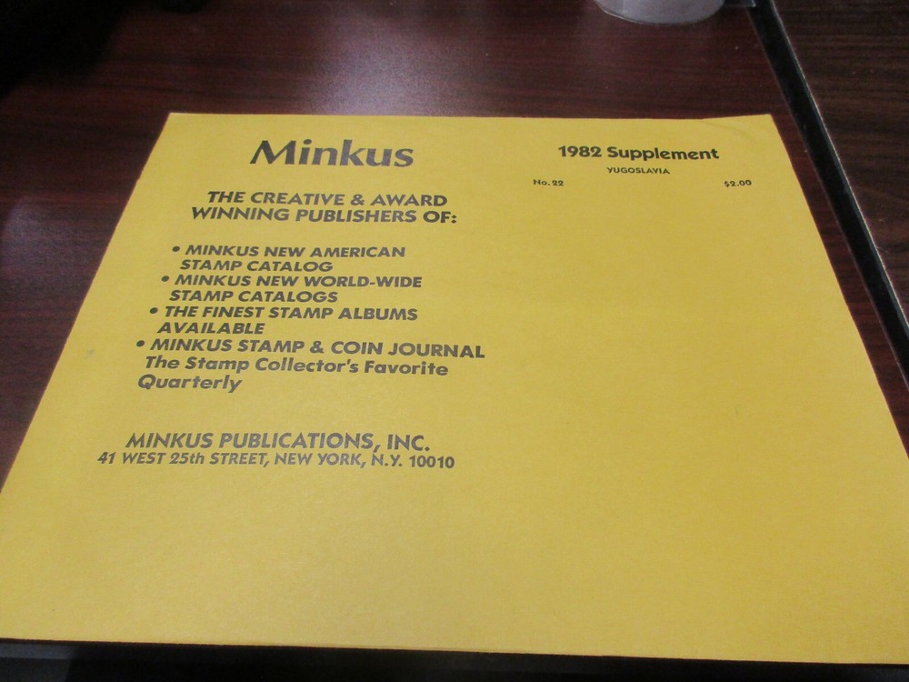 "MINKUS" 1982 SUPPLEMENT YUGOSLAVIA   W/FREE SHIPPING!!!