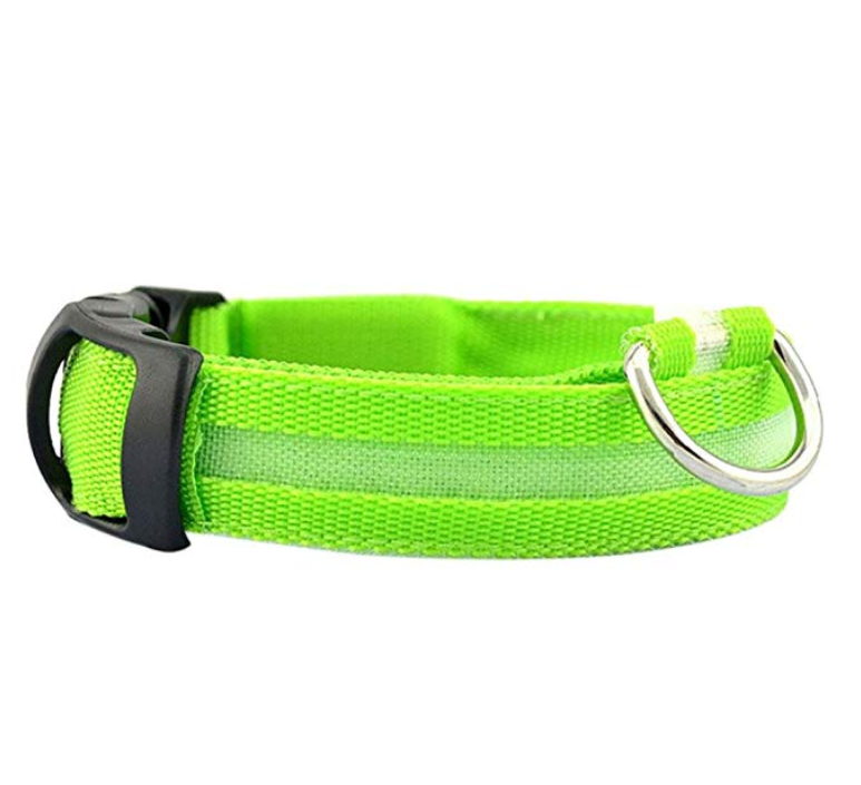 Adjustable LED Pet Dog Waterproof Nylon Collars Night Safety Light Up Outdoor