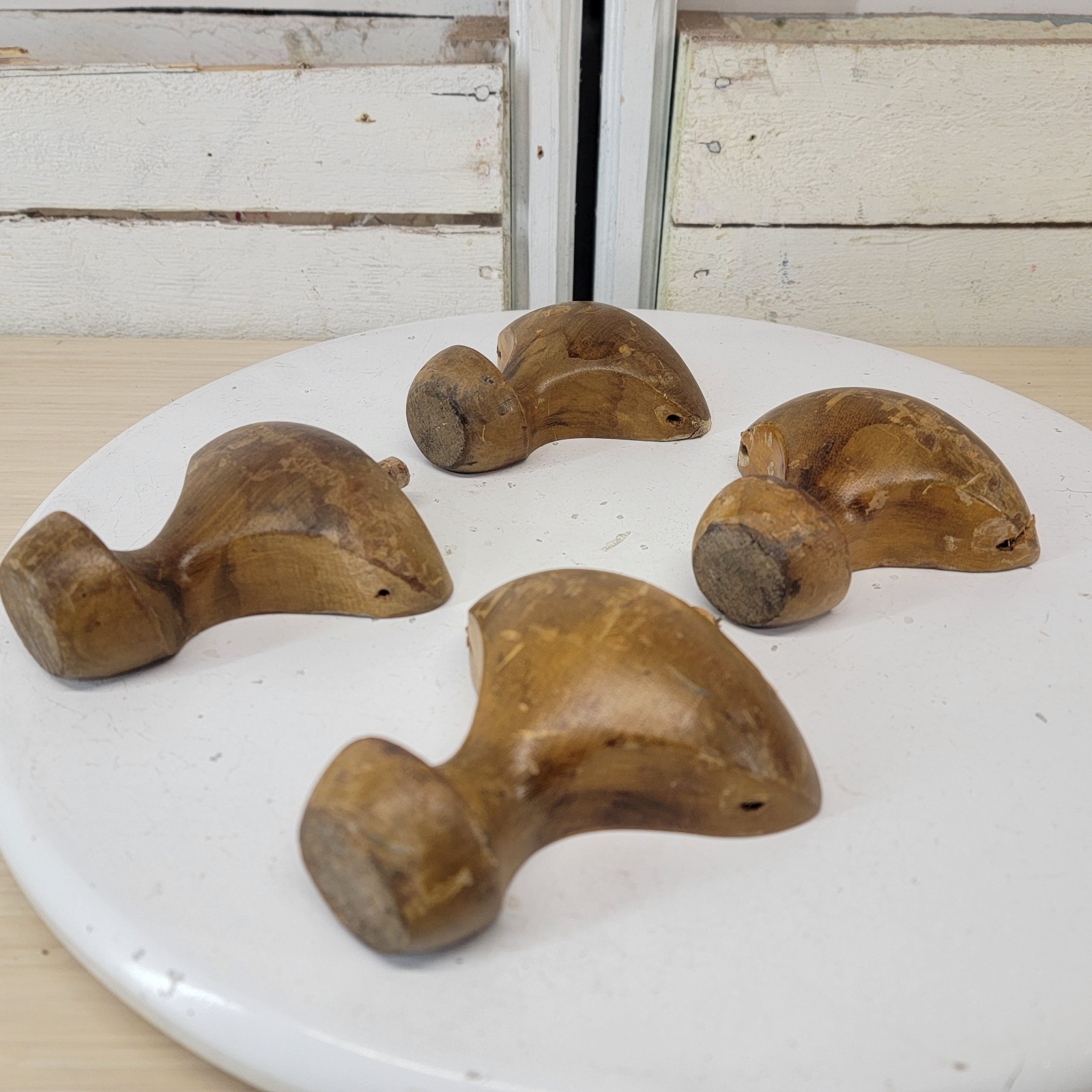 Set of 4 Vintage Solid Wood Furniture Feet Legs Salvaged Cabinet Sofa